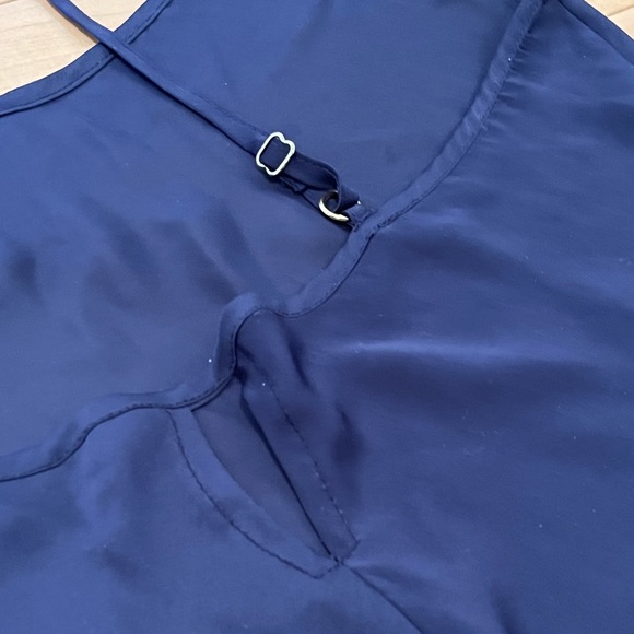 Navy Blue Lingerie Tank Top with Black Lace - Picture 3 of 5